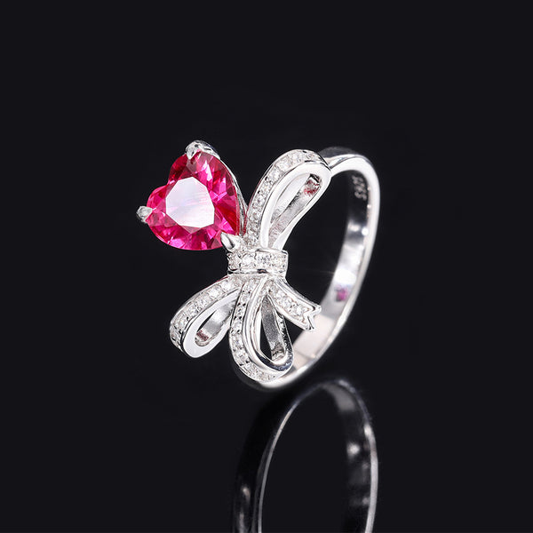 XYMQ jewelry heart-shaped bow ring simulation colorful treasure models 8 * 8 fashion women's diamonds