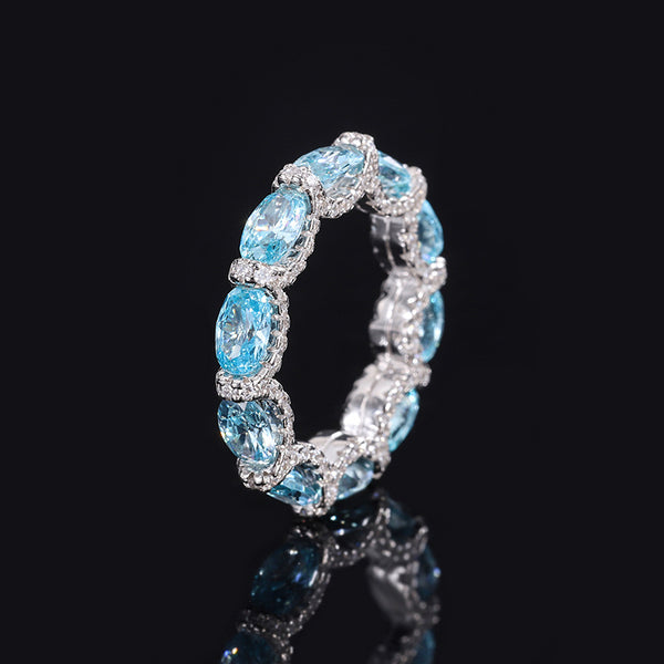 XYMQ jewelry new aquamarine ring S925 silver ring colorful style Women's high quality texture 4*6 setting wheel ring