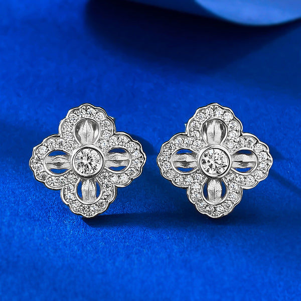 Cross Four-leaf Flower Earrings