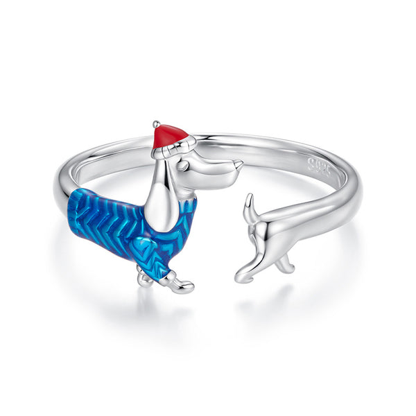 Adorable Dachshund Adjustable Ring