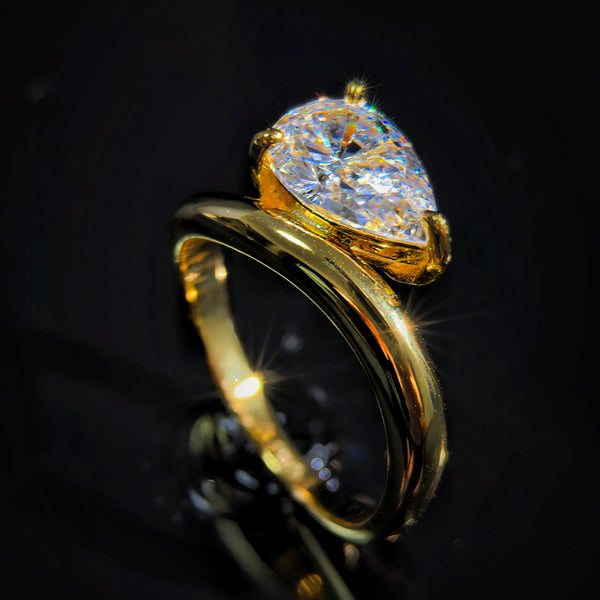 XYMQ jewelry Teardrop Diamond Ring  S925 Silver  2024 Trends Fashion Basics Solitaire Ring