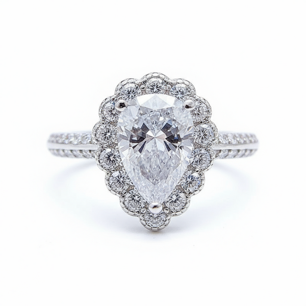 Pear-shaped teardrop ring