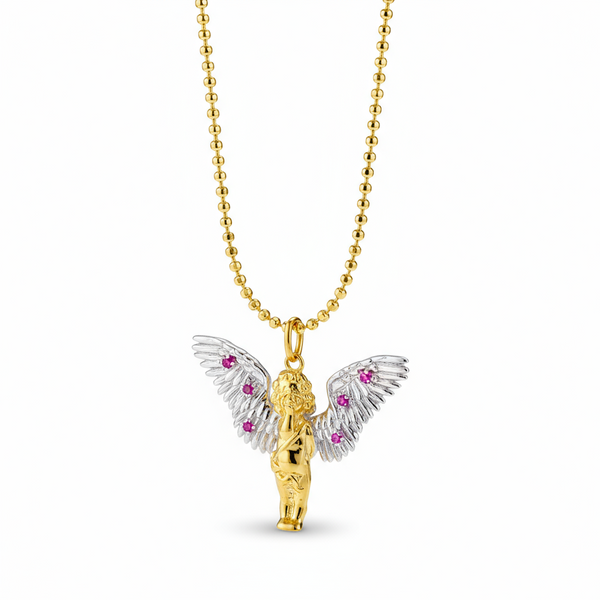 Flying Kiss Angel Pendant Necklace