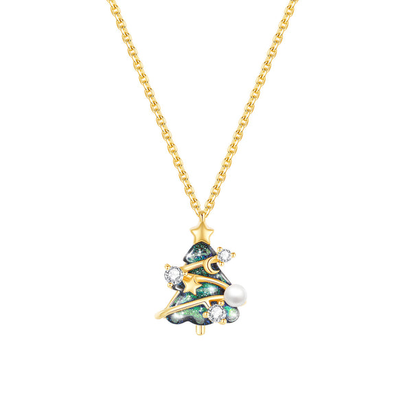 Stellar Moon Christmas Tree Necklace