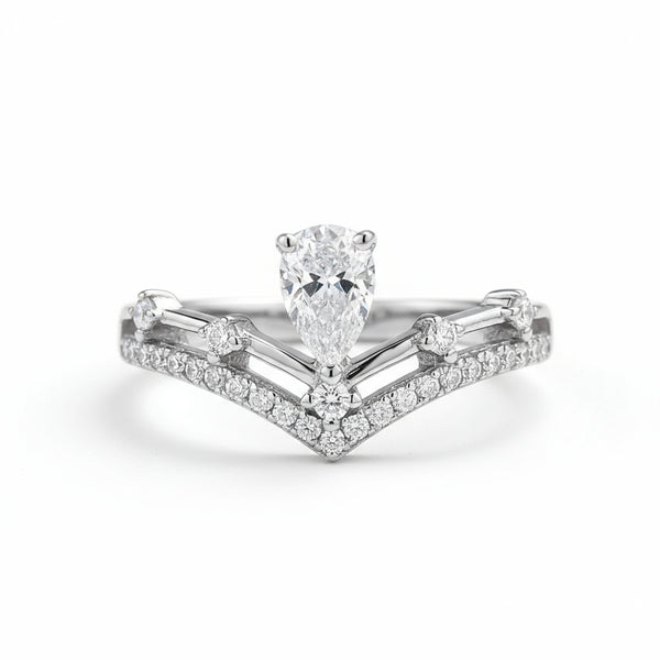 White Diamond Crown Ring