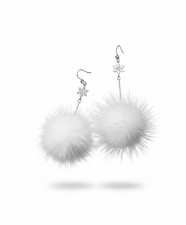 Snowflake Pom Pom Earrings